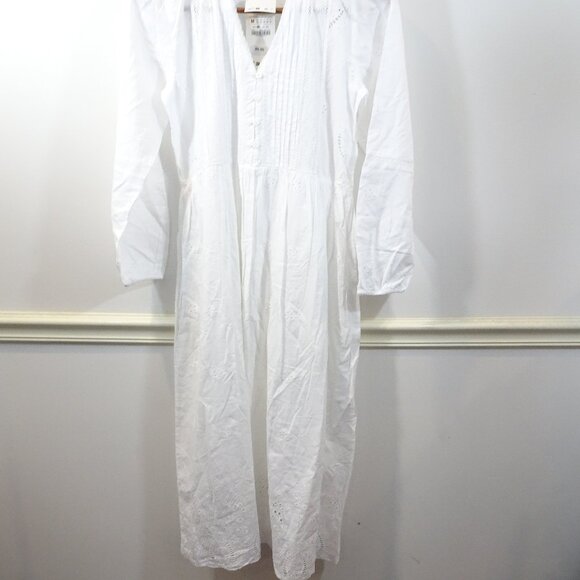 ZARA DRESS SIZE M WHITE EYELET EMBROIDERED MARIAH MIDI LONG LOOSE SUMMER NEW - Picture 1 of 11